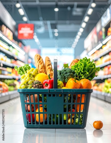 Grocery basket full of fresh produce