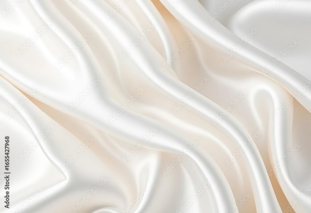 Obraz premium Luxurious, smooth white satin fabric with subtle sheen, smooth, satin