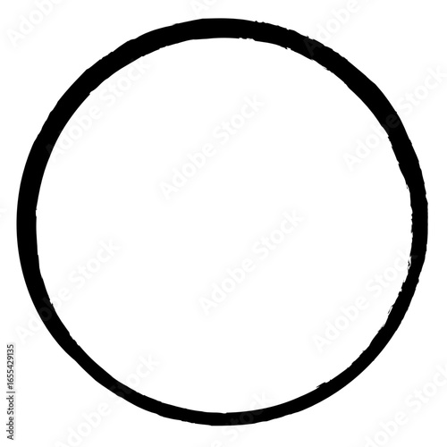 Hand-drawn thick brush stroke black ink circle in Zen Japanese calligraphy style for meditation, abstract background, balance, and harmony.
