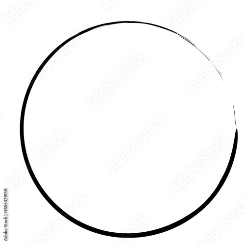 Minimalist black ink circle brush stroke with Japanese Zen style for meditation, balance, harmony, and abstract background.
