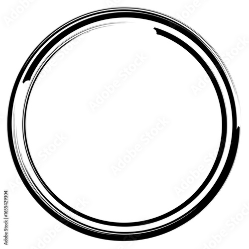 Minimalist black ink circle brush stroke design, inspired by Japanese enso art, perfect for meditation and zen themes.
