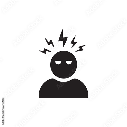 Person with headache or stress icon on white background pain migraine