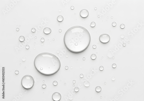 Clear Water Drops on a White Background: A Clean and Minimalist Abstract Texture