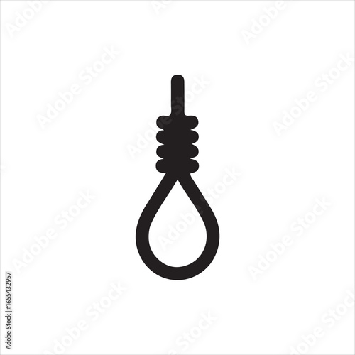 Simple black icon of a hangman's noose with coiled rope loop knot