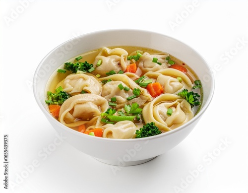 Chinese wonton soup isolated on white background

