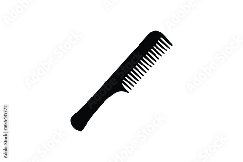 Black silhouette of a comb isolated on white background