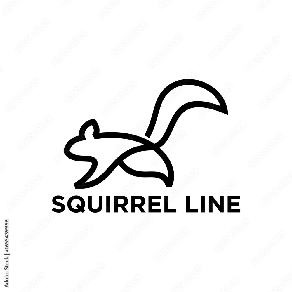 Obraz premium Squirrel Line Art Logo Design