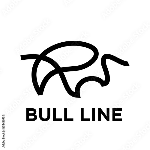Bull Line Symbol - Elegant Line Art Vector Icon