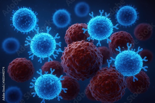 Revolutionary CAR-T cell therapy visualization showing engineered immune cells attacking cancer in bloodstream