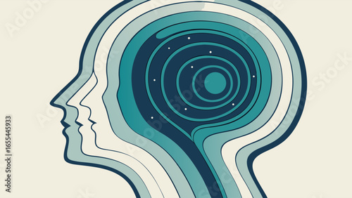 Abstract Profile of a Head with Concentric Circles.