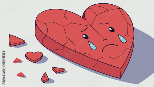 Broken Heart with Sad Expression.