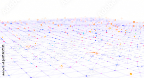 Abstract Network of Connected Nodes with Vibrant Color Gradients and Geometric Precision.