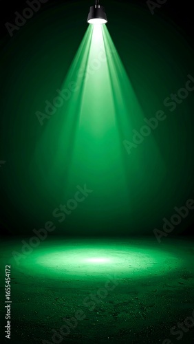 Stage lights illuminate a green room