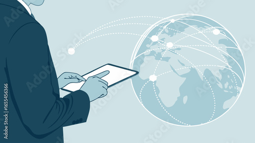 Businessman Using Tablet Connecting to Global Network.