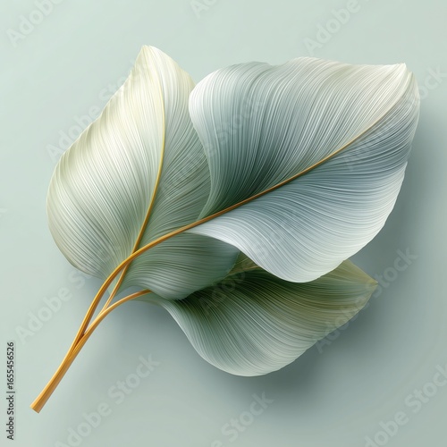 3D Rendered Plantain Leaf on Pastel Background - Minimalist Isolated for Design