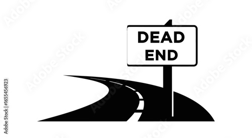 road ends here illustrative dead end sign and winding road graphic for presentations websites and project visuals