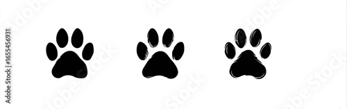 Three black animal paw prints on a white background