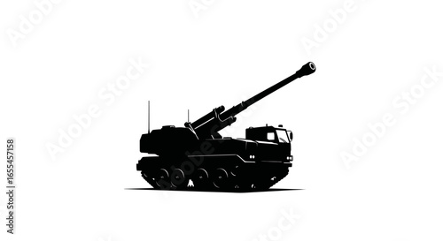 powerful selfpropelled howitzer silhouette military strength and defense concept for strategic websites news and documentary projects