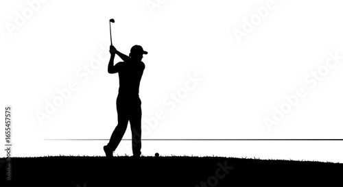 powerful golf swing silhouette dramatic black and white image for sports fitness and success concepts