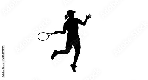 dynamic female tennis player silhouette powerful action shot for sports websites branding and print designs