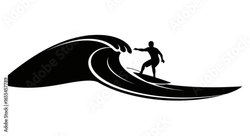 surfer riding a powerful wave dynamic silhouette for surf shops websites and surfthemed designs needing a bold iconic image