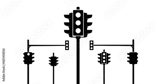 traffic signal system illustration of multiple traffic lights for efficient intersection management and urban planning designs
