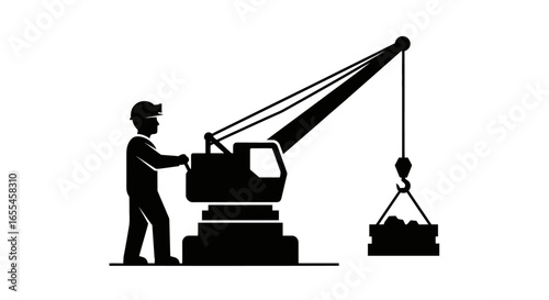 construction worker operating a crane lifting heavy materials safety efficiency and precision in industrial projects