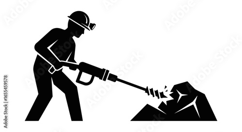 miner drilling into rock powerful icon for mining industry extraction and resource extraction solutions