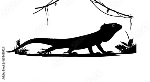 elegant iguana silhouette perfect for tropical wildlife or reptilethemed designs logos and prints