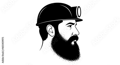 strong bearded miner profile perfect for mining construction and industrial branding logos and website design
