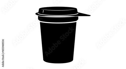 silhouette of a disposable coffee cup with lid perfect for cafe menus branding and packaging design