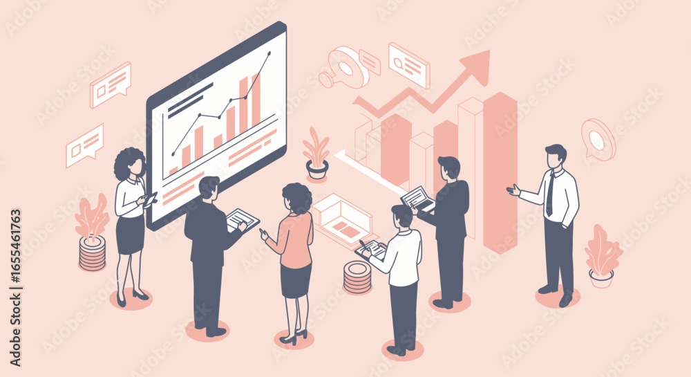 Fototapeta premium Business Team Analyzing Financial Data Presentation.