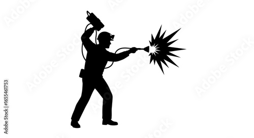 powerful silhouette of a worker operating industrial equipment perfect for manufacturing energy and construction industry projects