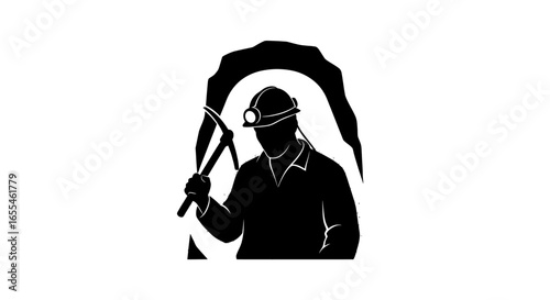 hardworking miner silhouette powerful symbol for mining industry resource extraction and underground labor