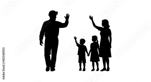 hardworking dad returning home silhouette of a familys emotional reunion after a long day perfect for themes of family love and the importance of hard work