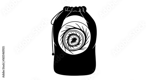 mysterious spiral design on drawstring bag perfect for apparel branding and mystical themed projects