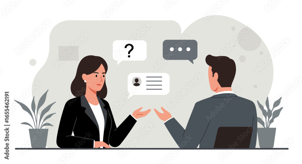 custom made wallpaper toronto digitalBusiness Interview with Question Mark and Speech Bubbles.