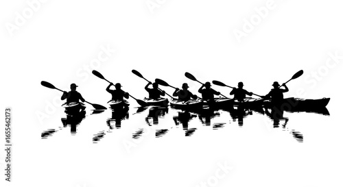 kayakers in silhouette teamwork adventure and the serenity of paddling on calm waters perfect for travel sports and outdoor lifestyle designs