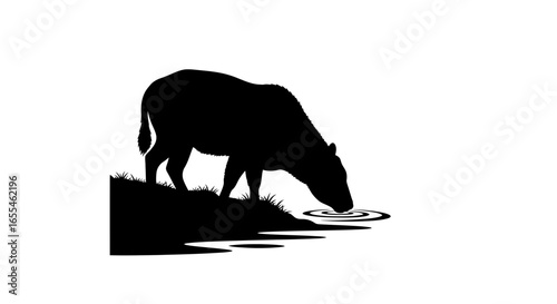 silhouette of a hippopotamus quenching thirst perfect for wildlife conservation african safari and animalthemed designs