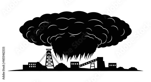 mine disaster silhouette illustrating environmental catastrophe industrial accidents and pollutions impact