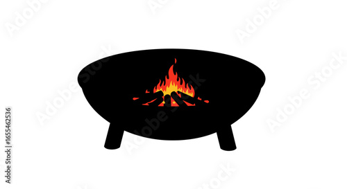 cozy campfire scene black silhouette of a fire pit with burning logs perfect for websites blogs and outdoorthemed designs