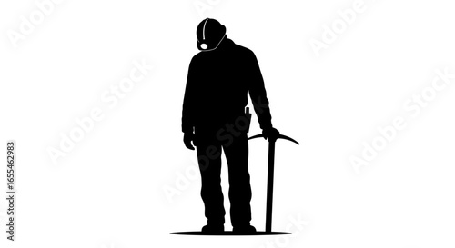 silhouetted miner with pickaxe a powerful symbol of hard work resource extraction and industrial strength for mining construction and energy industry websites and presentations