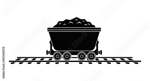 mining ore transportation black silhouette of a railcar loaded with minerals ideal for industry reports presentations and educational materials