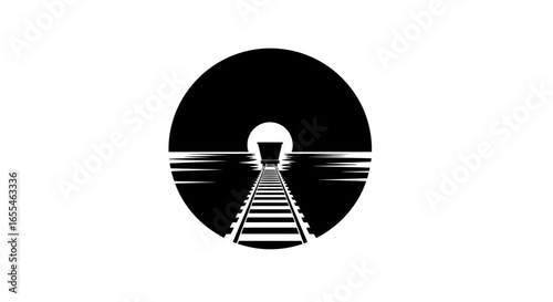 railroad tracks leading into a tunnel a symbolic black and white image representing progress journey or the unknown