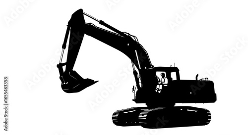 powerful excavator silhouette construction engineering and heavy machinery stock image for industrial designs and website graphics