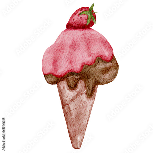 strawberry ice cream cone