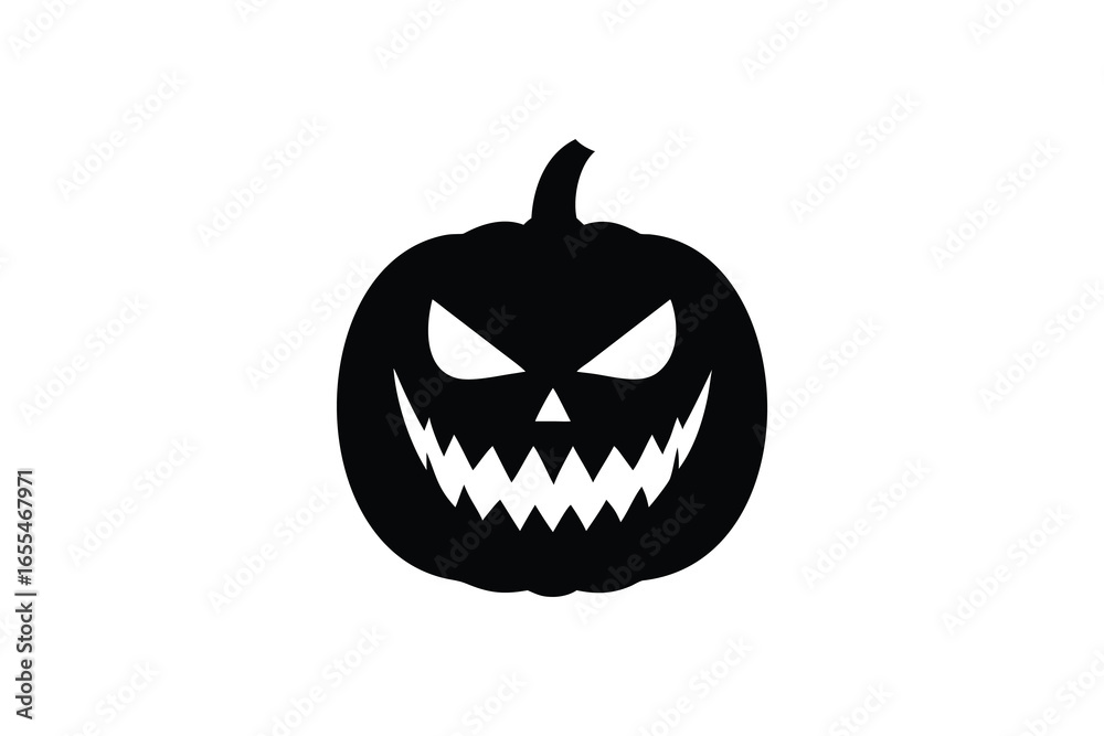 Fototapeta premium Scary halloween jack o lantern silhouette isolated on white background
