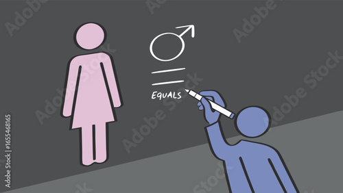 Gender Equality Illustrated with Symbolic Figures.
