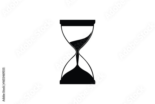 Black hourglass silhouette measuring time passing isolated on white background