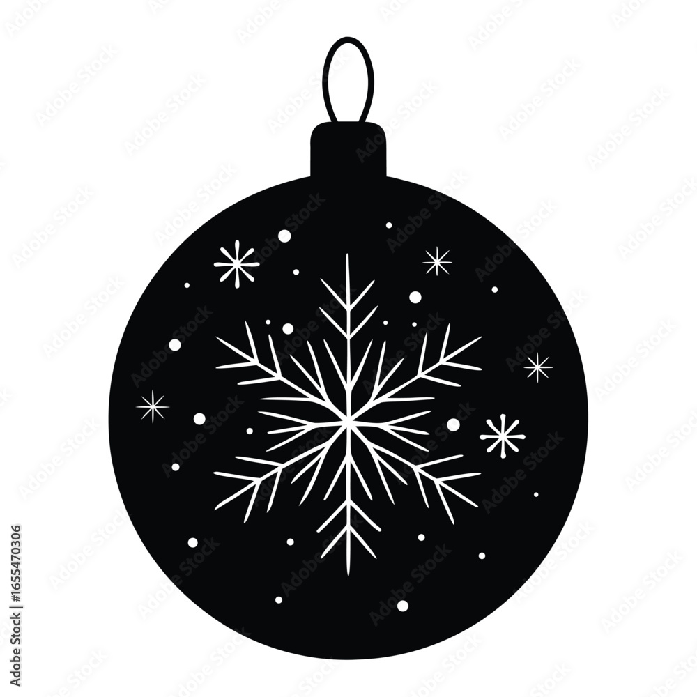 Fototapeta premium Black Christmas Ornament With Snowflake Design winter
